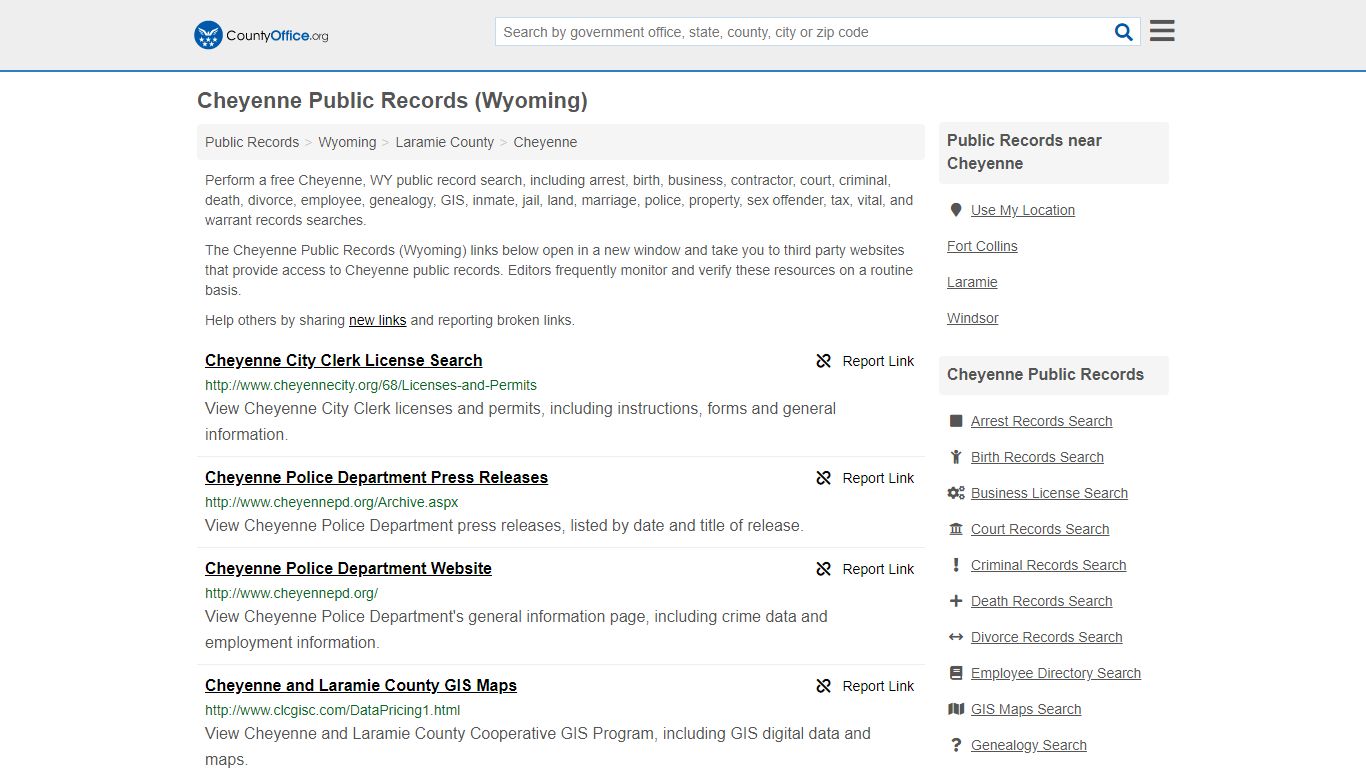Public Records - Cheyenne, WY (Business, Criminal, GIS ...